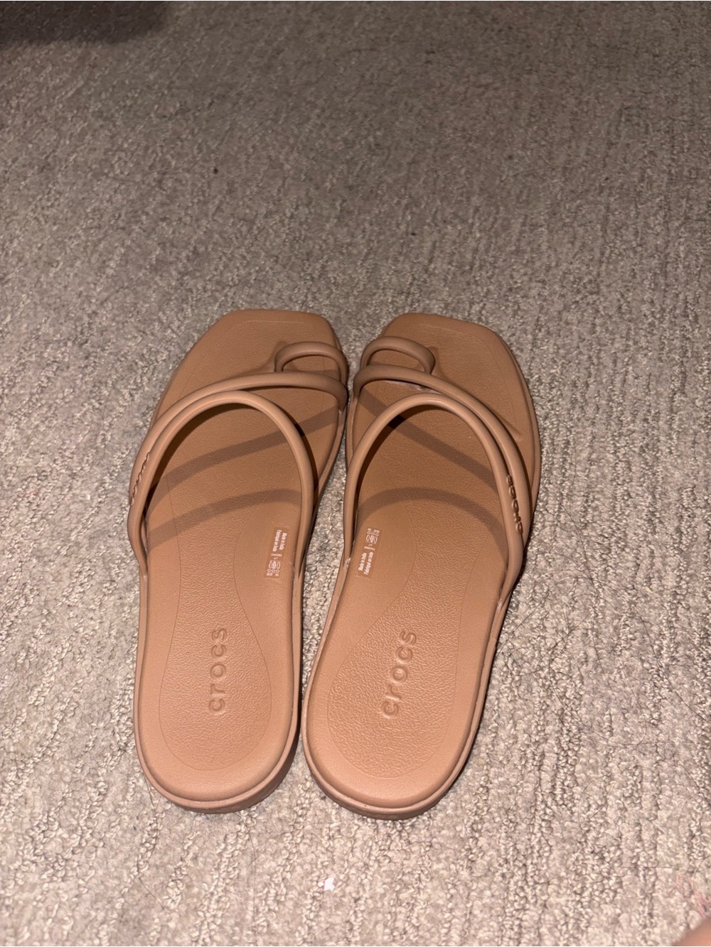 CROCS Women's Tan Strappy Slide Sandals